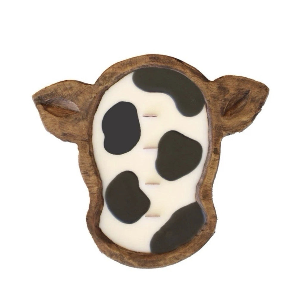 McCall’s Cow Print Wooden Bread Bowl Candle, Country Store Scent, Farmhouse