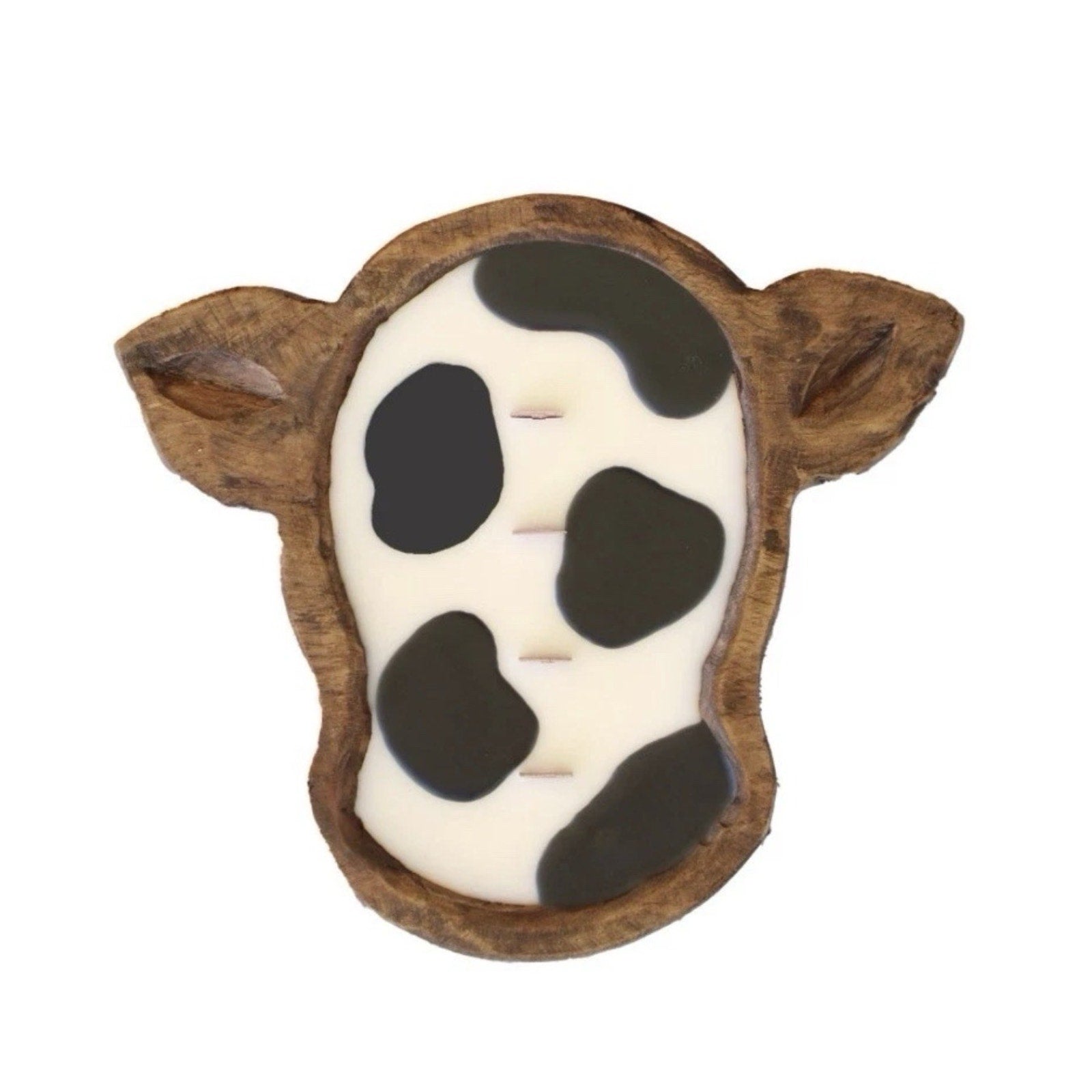 McCall’s Cow Print Wooden Bread Bowl Candle, Country Store Scent, Farmhouse