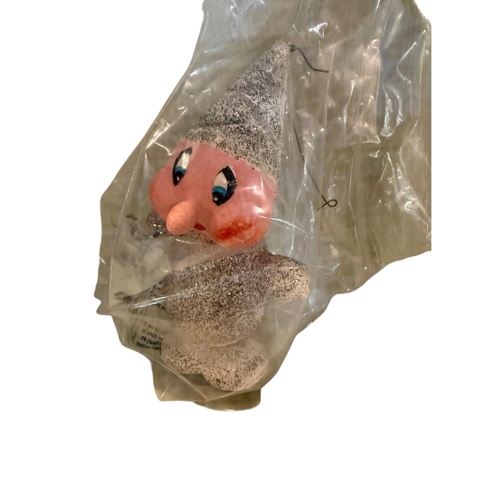 Vintage 1950's Putz Mica Gnome Dwarf ELF Christmas Ornament