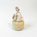 Vintage 1970s Girl with Dog Music Box - Hand-Painted Porcelain Figurine