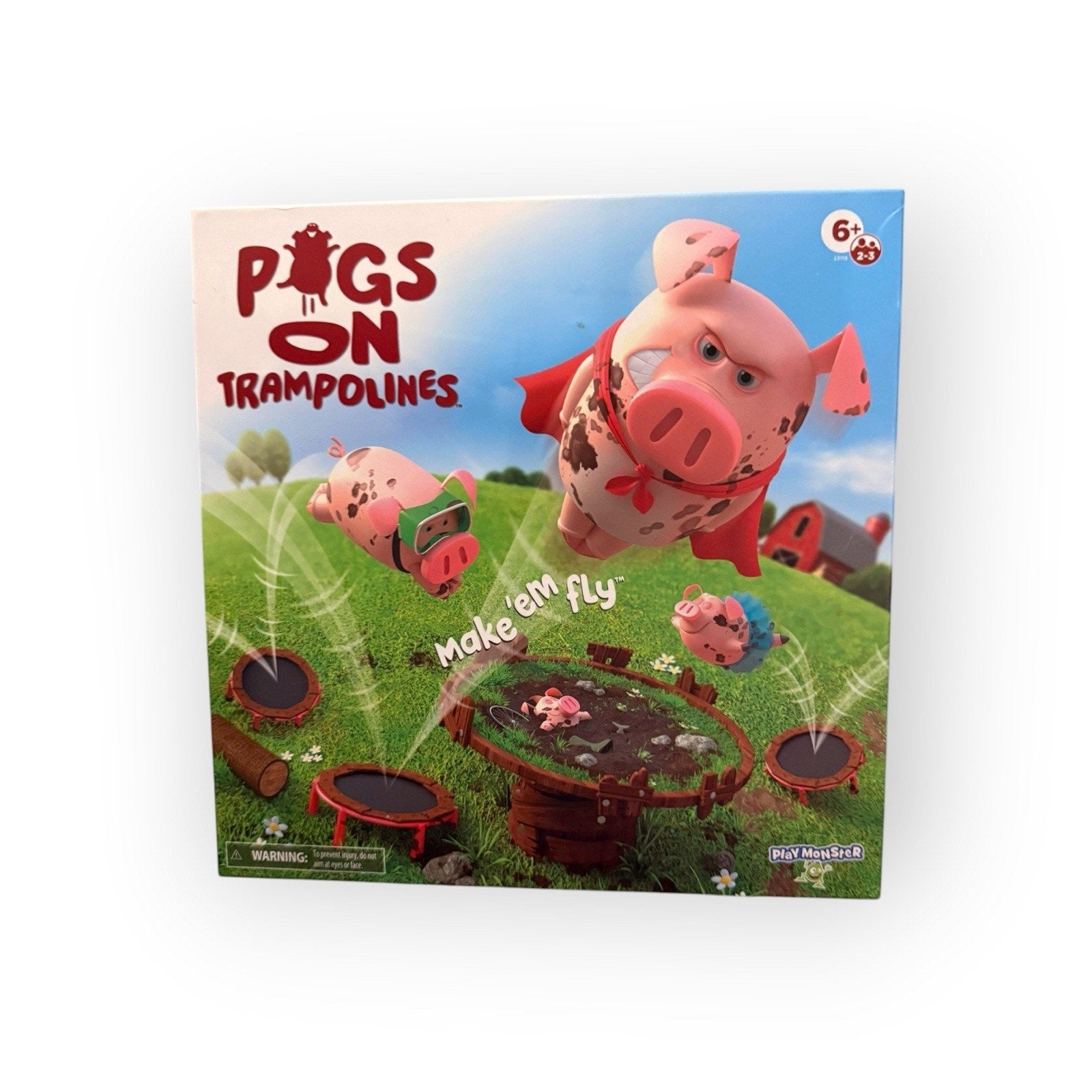 PlayMonster Board Game, Pigs on Trampolines, "Make 'em Fly"