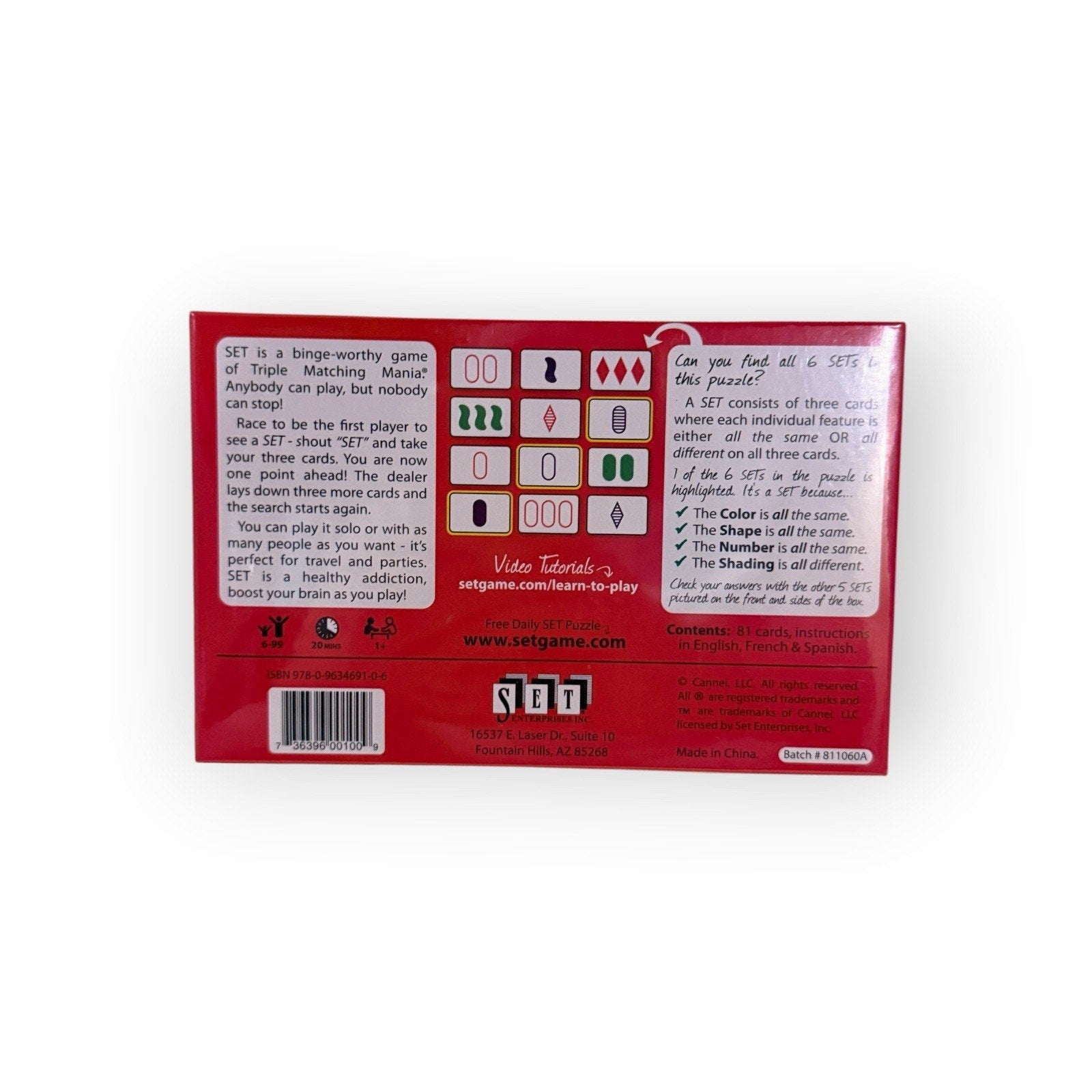 SET Family Card Game of Visual Perception Race to Find Matching Cards New Sealed