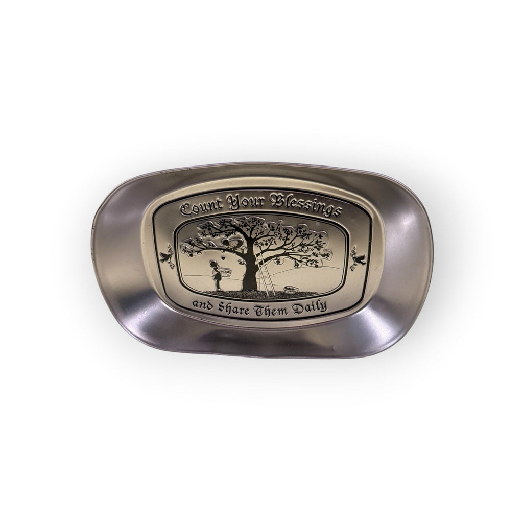 Lightweight Metal Plate Serving Dish "Count Your Blessings And Share Them Daily"