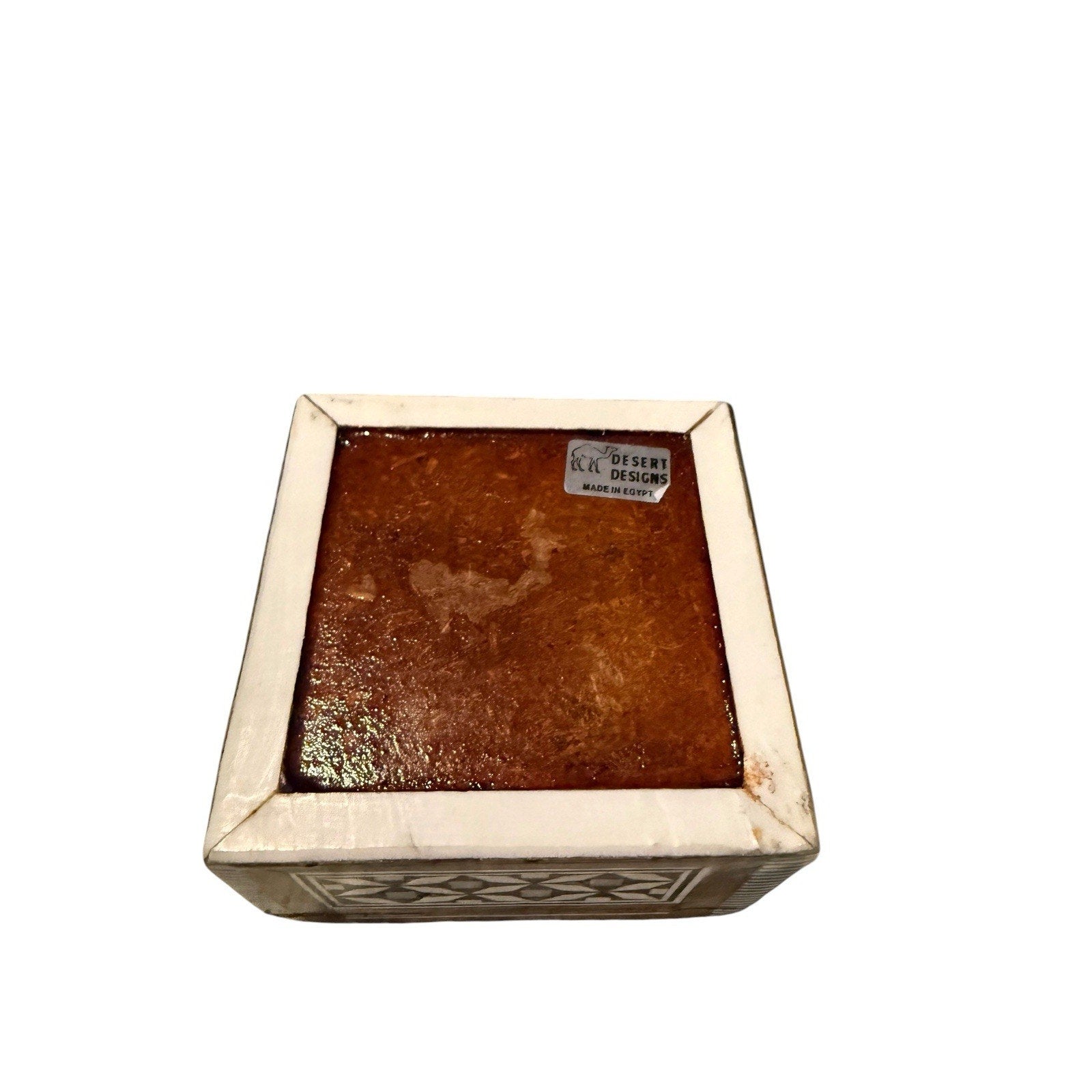 Egyptian Inlaid Mother of Pearl Beech Wood Handmade Squares Jewelry Trinket Box