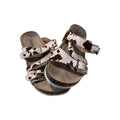 Outwoods Cow Print Sandals Women’s 6 Boho Western Buckle Slides
