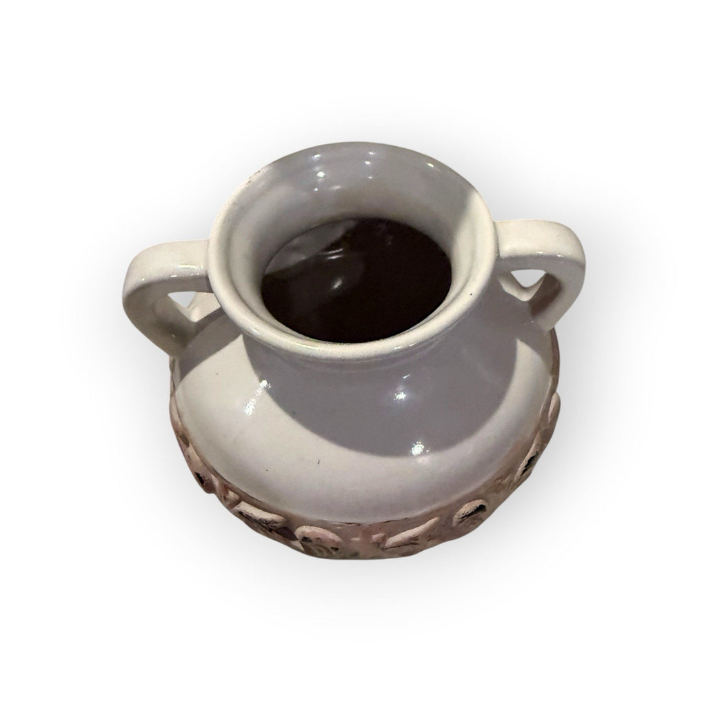 Elegant Expressions Ceramic Planter Cream Scroll Vase 2 Handles Decor
