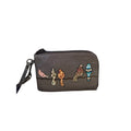 Mariposa Birds on a Wire Zip Around Wristlet Gray Coated Canvas Womens