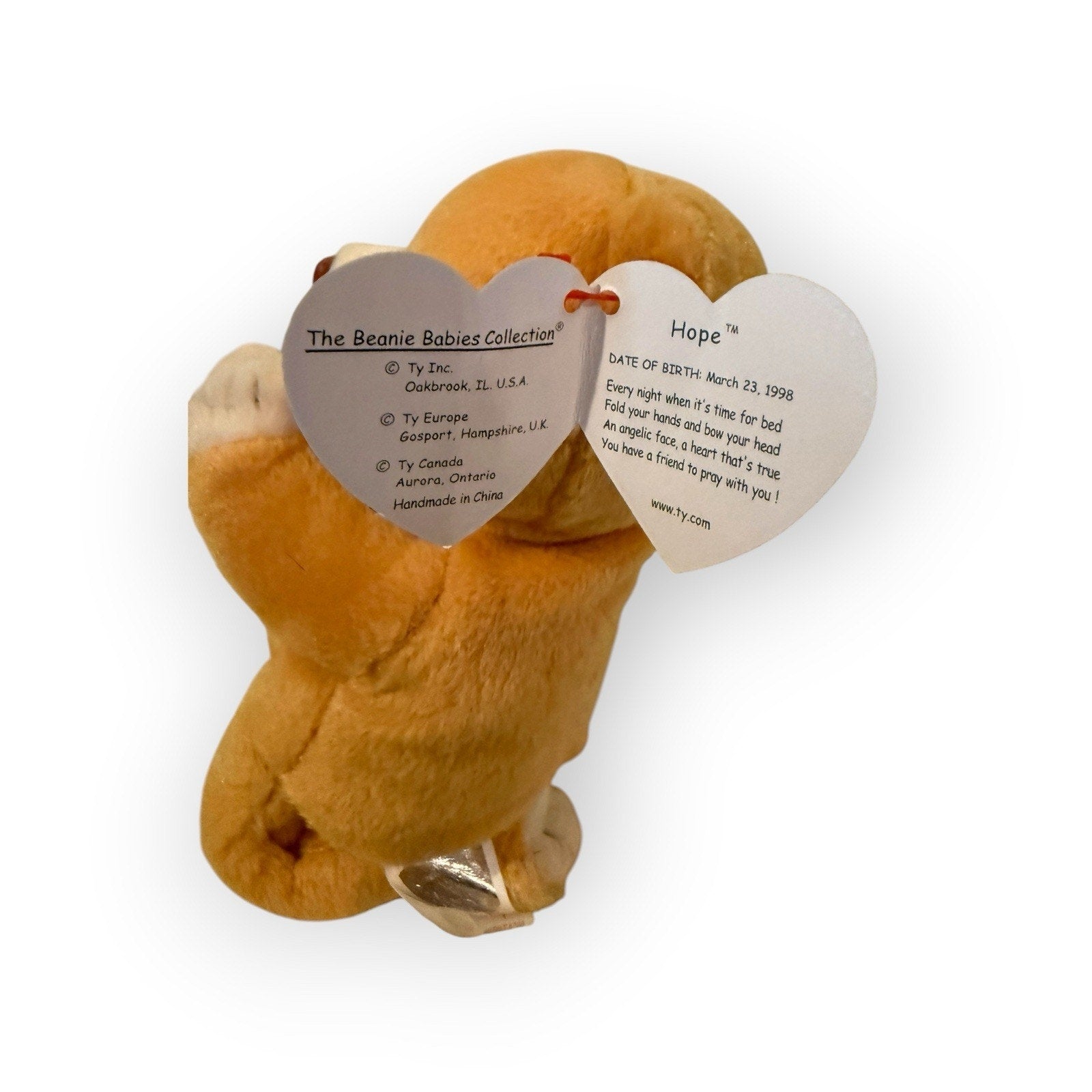 TY Beanie Baby - HOPE the Praying Bear (7 inch) - MWMTs Stuffed Animal Toy
