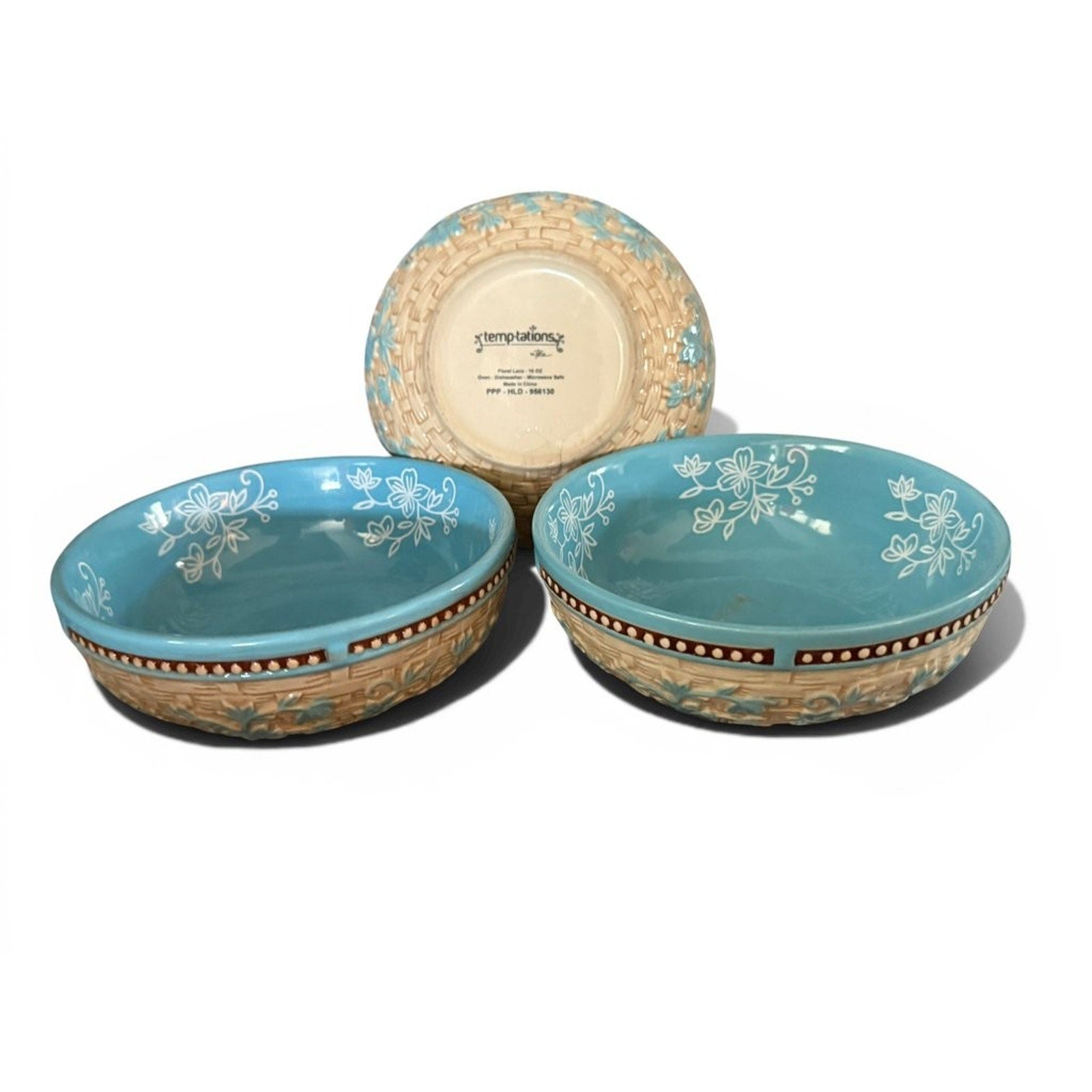 Temptations by Tara Floral Pattern Ceramic Bowls