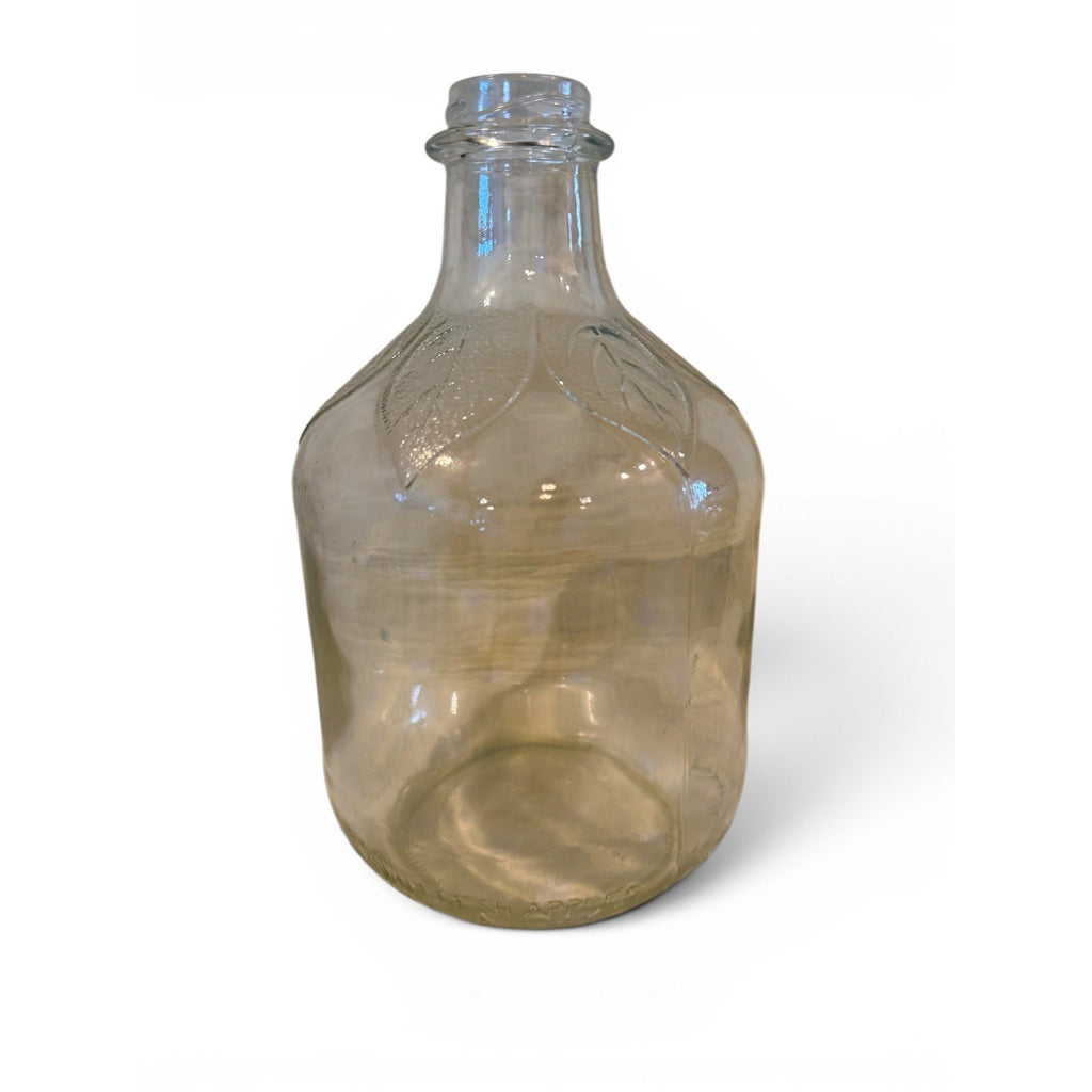 Vtg Martinelli`s Apple Juice 1/2 Gallon Glass Jug Embossed Leaves Cider Bottle