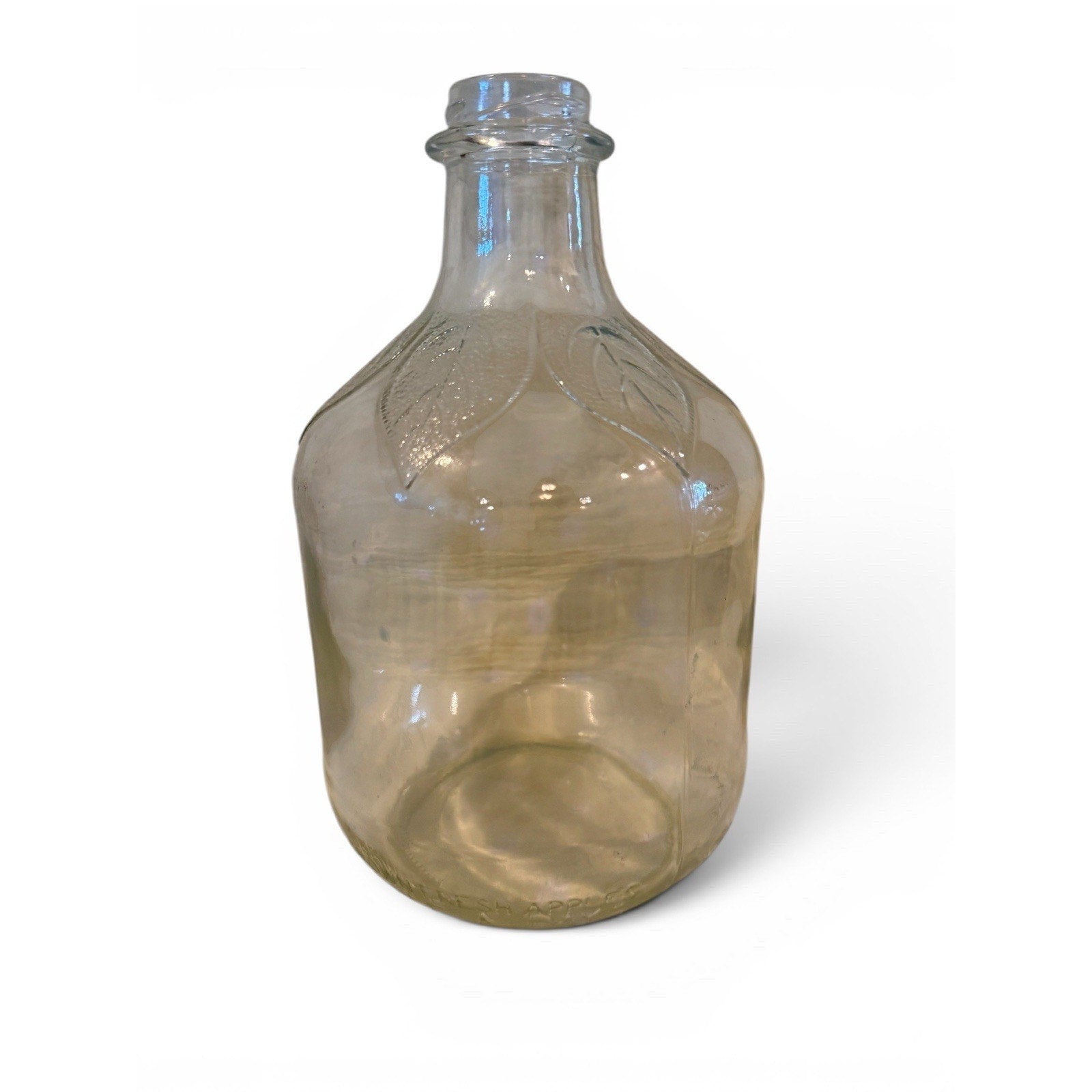 Vtg Martinelli`s Apple Juice 1/2 Gallon Glass Jug Embossed Leaves Cider Bottle