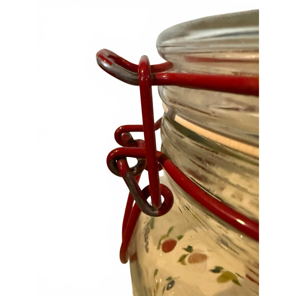 Vintage Anchor Hocking Canister Jar Container Fruit Design Clear Glass E49N-5