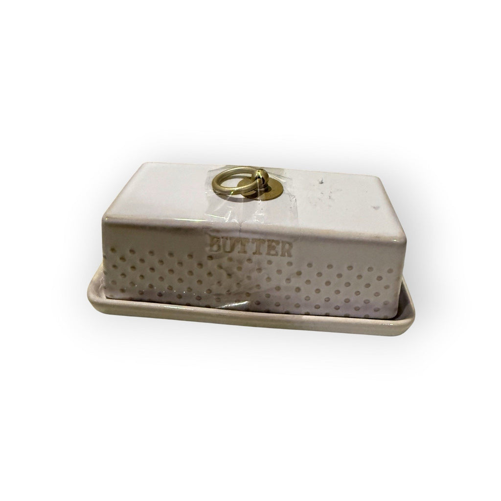 Better Homes And Gardens "Modern Farmhouse" Ceramic Butter Dish With Lid