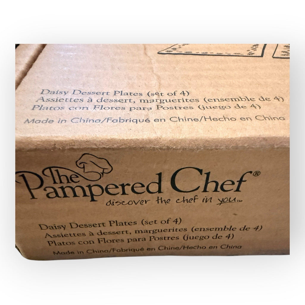 Pampered Chef Glass Daisy Dessert Plates #2818 THREE sets of 4 NIB