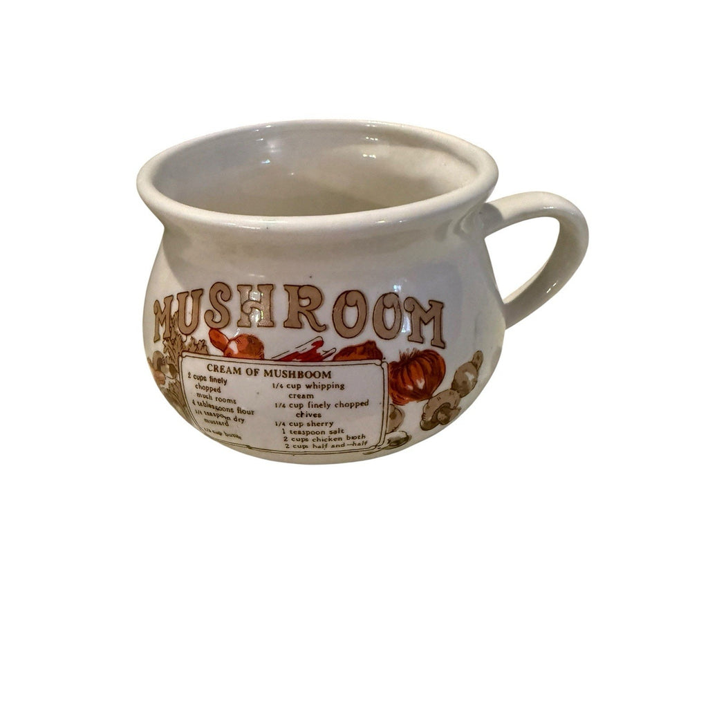 Mushroom Recipe Soup Bowl Mug Cup Soup Ceramic Vintage
