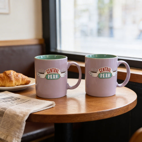 Central Perk Mug Set – Purple Coffee Mug & Teal Interior Cup | Friends TV Show Collectible