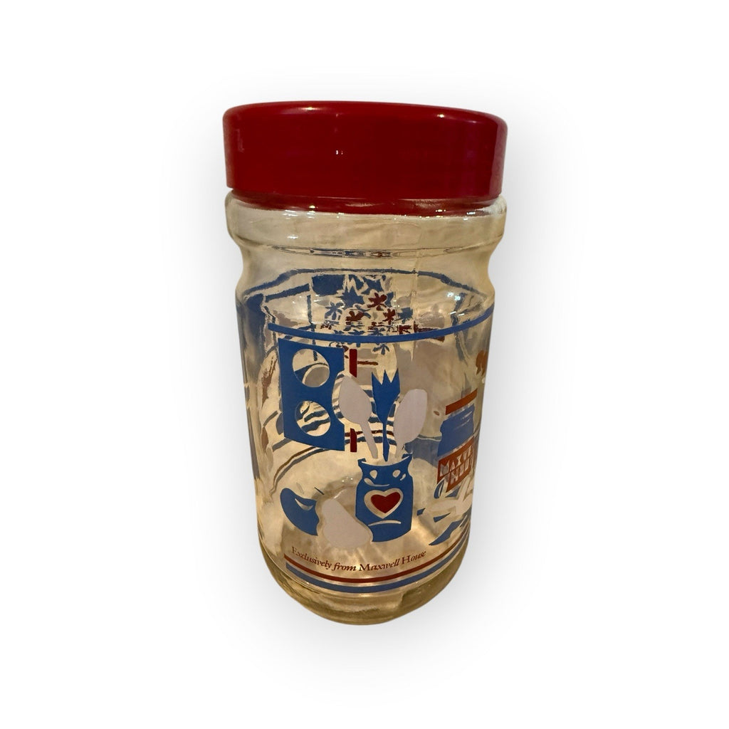 VTG MCM Maxwell House Instant Coffee Glass Jar Country Kitchen Anchor Hocking