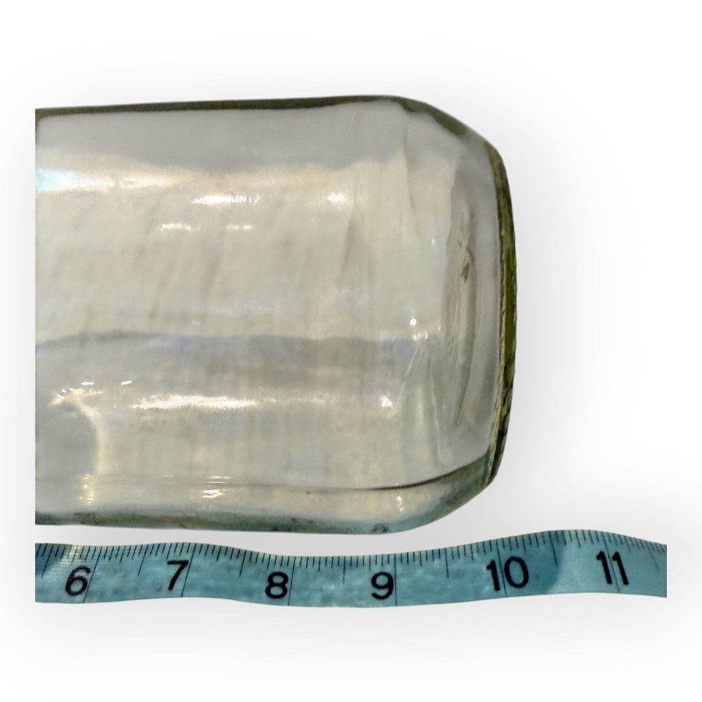 CLEAR PINT MILK BOTTLE---SINCE 1852 CIRCLE LABEL IN GLASS