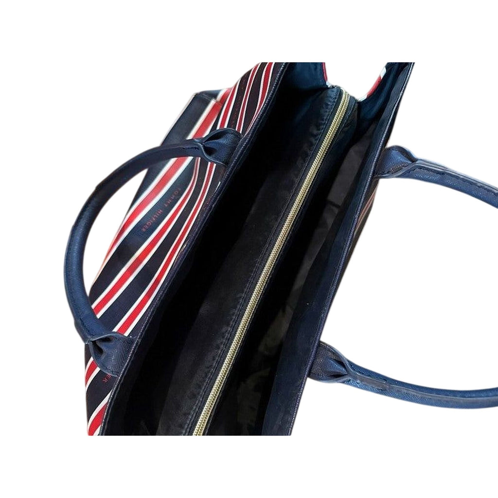 Tommy Hilfiger Purse - Navy Canvas Satchel With Gold Hardware & Zip Closure