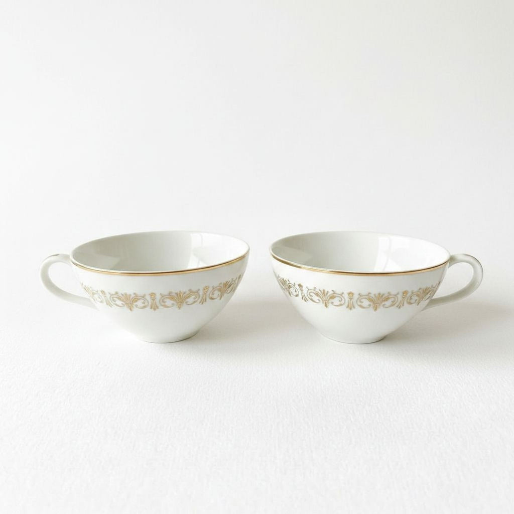 Porcelain Coffee Cups | Elegant Sheffield Imperial Gold 504 Pair of Fine China Mugs
