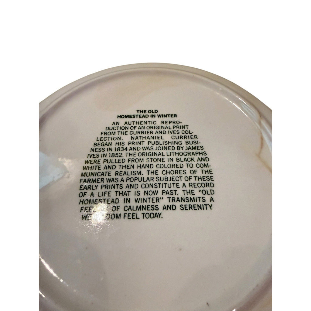 Vintage Royal China Currier & Ives Old Homestead in Winter Pie Plate Green