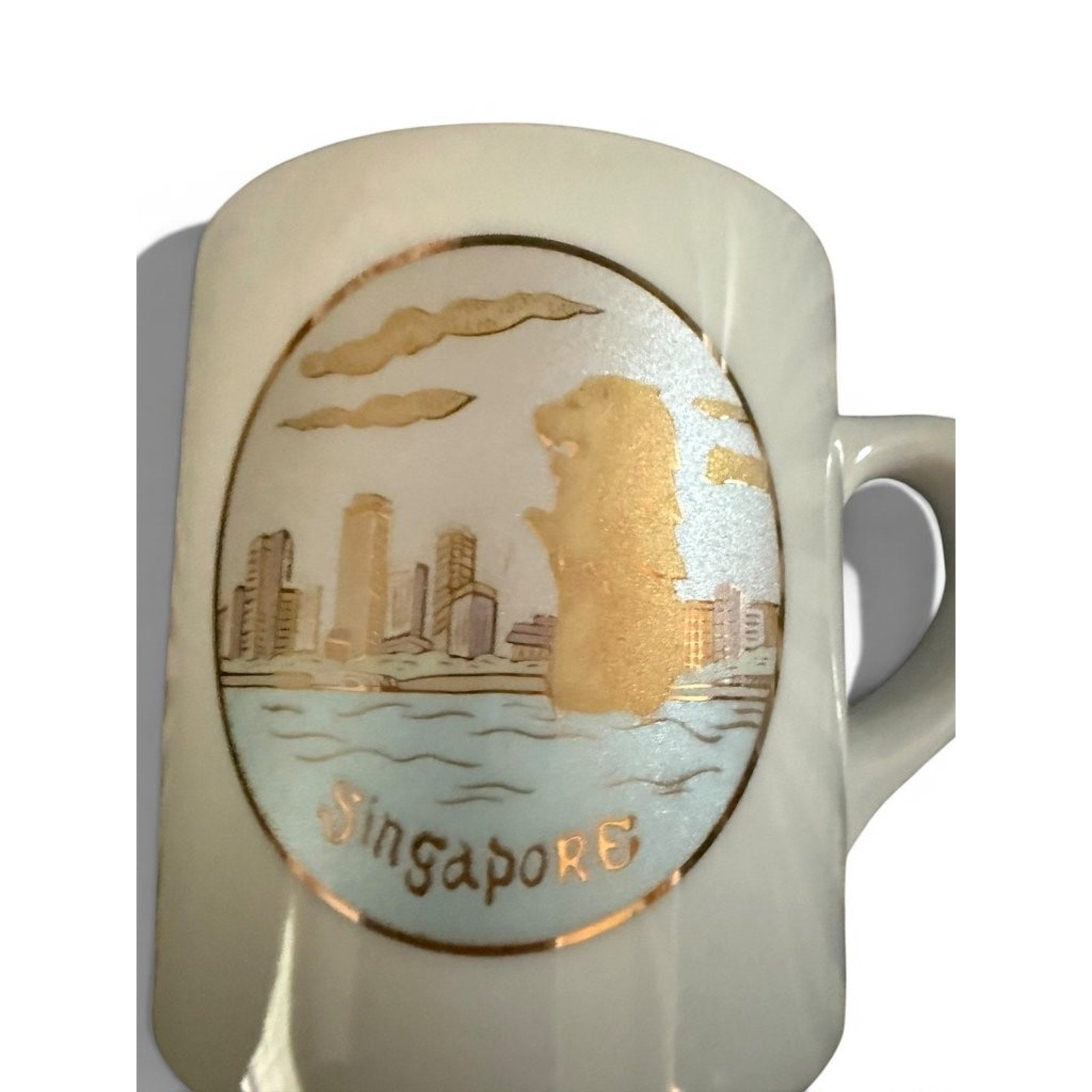 Vintage Singapore Souvenir Mug with Merlion Design