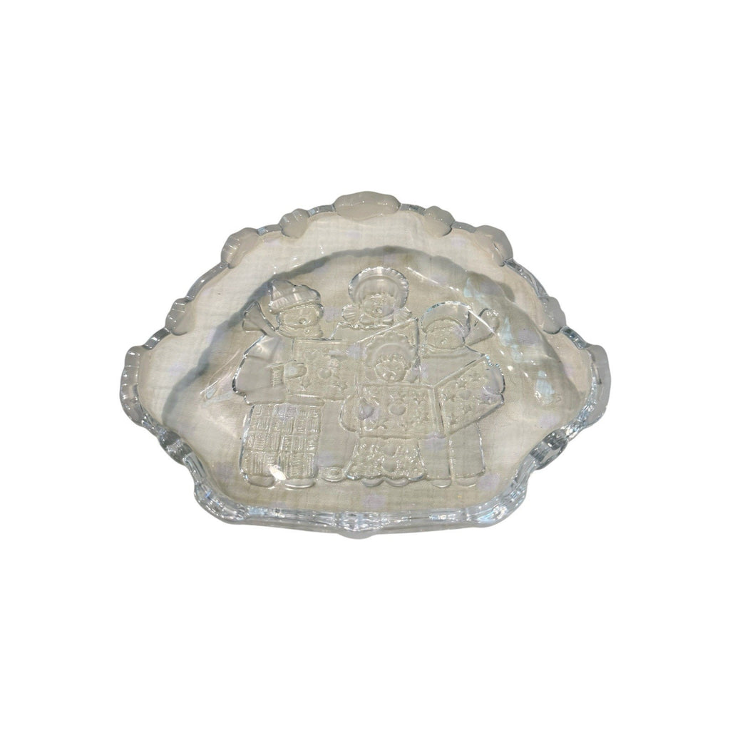Mikasa Lead Glass Crystal Snack Dish Carolers Christmas