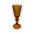 Amber pressed glass compote or vase with diamond point pattern