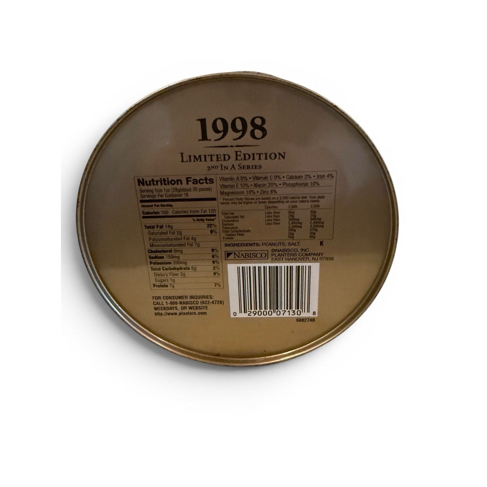 1998 PLANTERS PEANUTS Advertising TIN Limited Edition 2nd In A Series