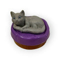 2012 ANIMAL PLANET NAME THAT KITTY PURRING Gray CAT FIGURE TOY WENDY’S Purple