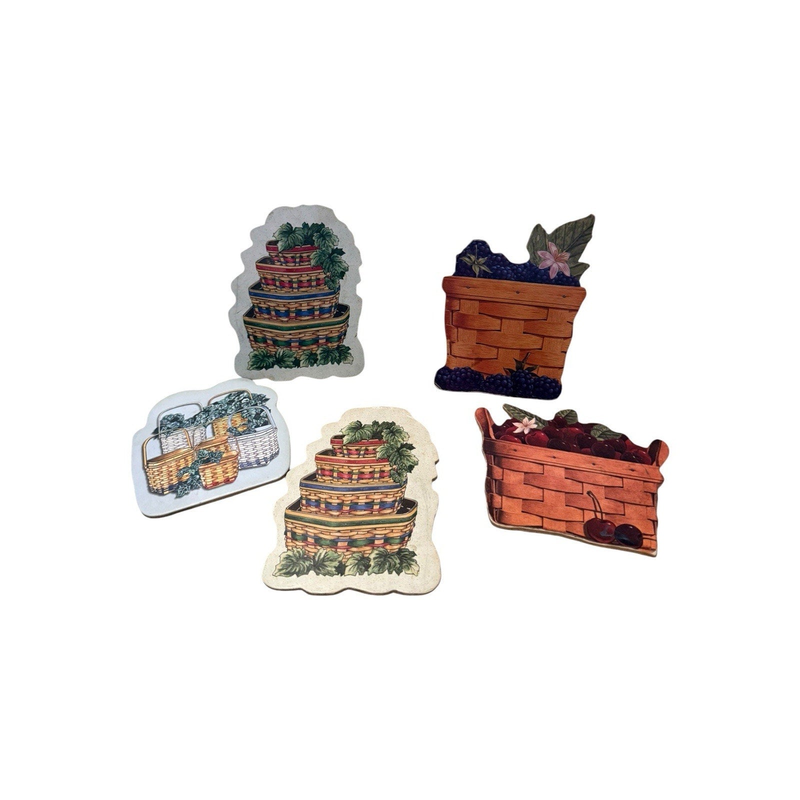 Longaberger Fruit Themed Coasters, set of five, excellent condition