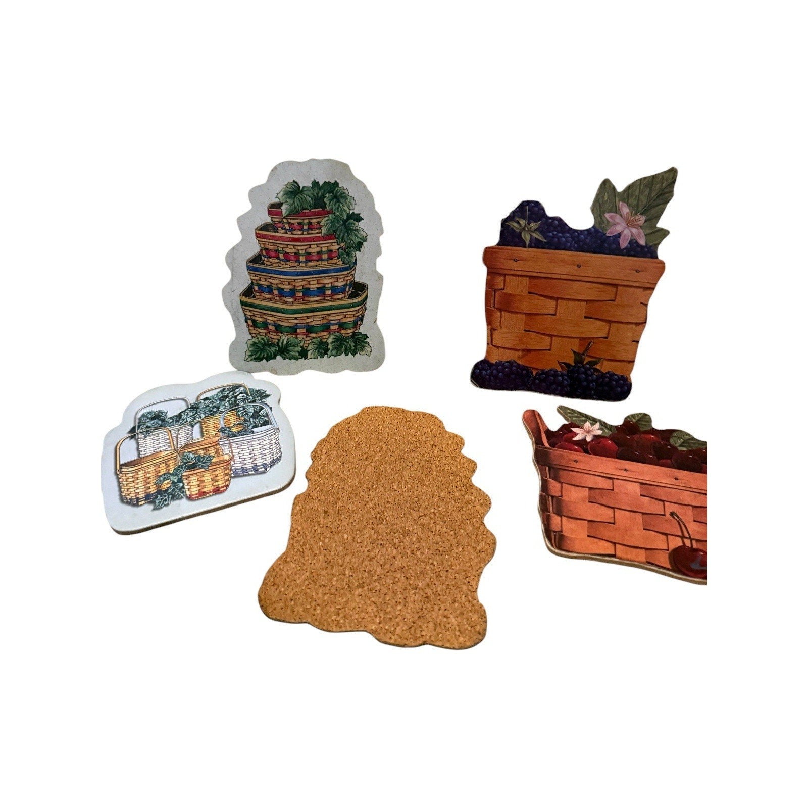 Longaberger Fruit Themed Coasters, set of five, excellent condition