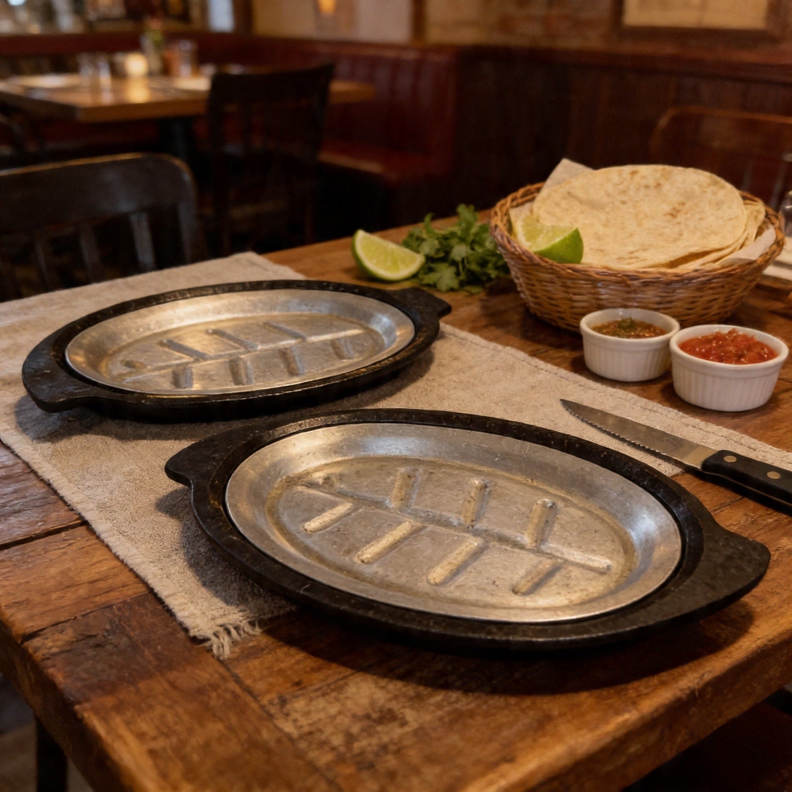 Nordic Ware Steak Sizzler Fajita Platters - Vintage Aluminum Decor Pair