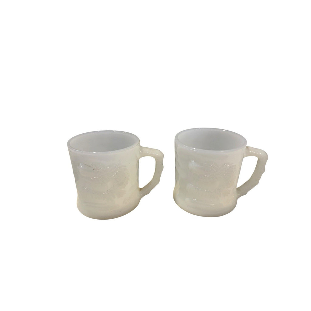 Vintage GROG Mug Milk Glass B.C. Comics Caveman Lot of 2 Coffee Cups