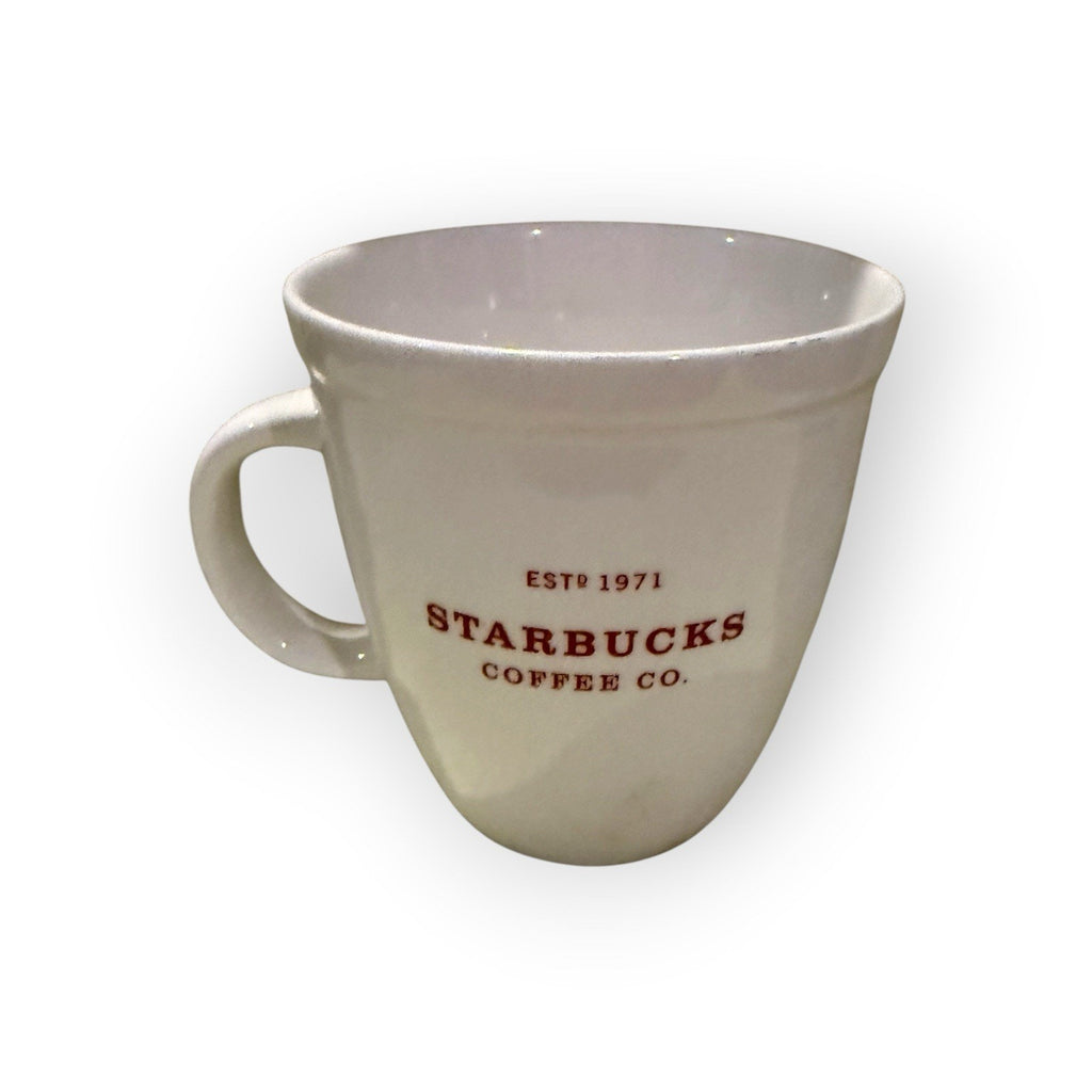 Starbucks Holiday Coffee Mug, 18oz White With Maroon Letters, 2007