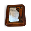 VTG Tooled Leather Mirror With Cat (Sphinx)
