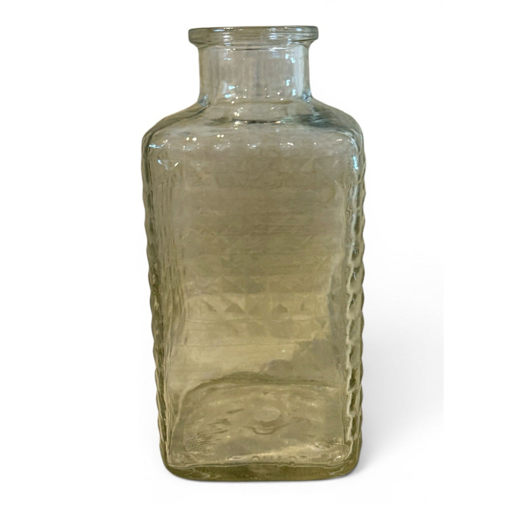 Square Pressed Glass Wine Decanter One Quart - Quilted Diamond Pattern 7.5”