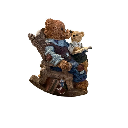 Boyds Bears Grandpa Bear & Baby Bear Music Box Rocking Chair Hush Little Baby