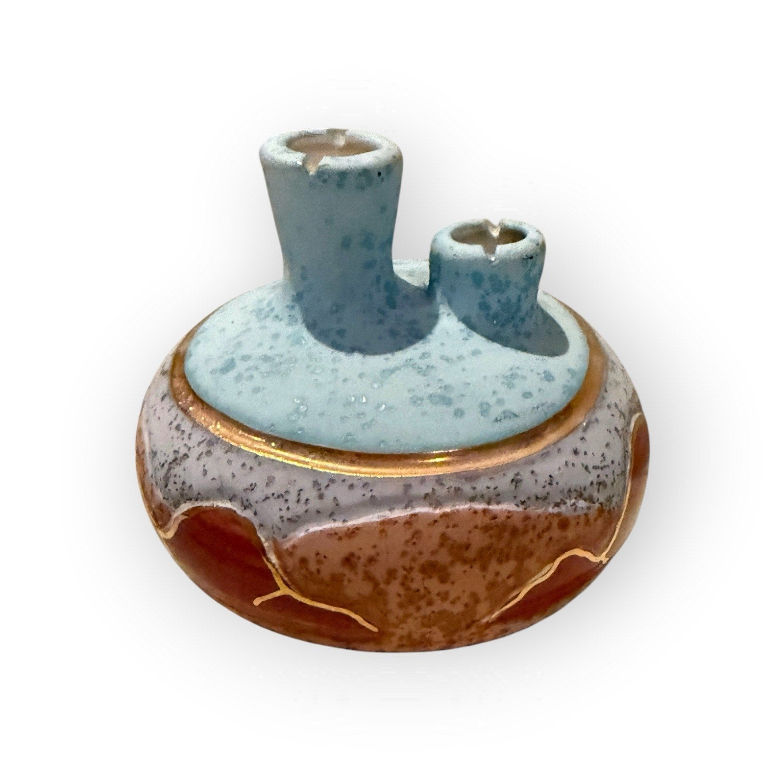 Vintage Double Vase Desert Night Aztec Southwestern Pottery 6x5"