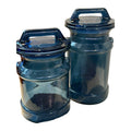 Vintage L.E. Smith Cobalt Blue Glass Milk Can Jug Canister 11” & 9”Set of 2