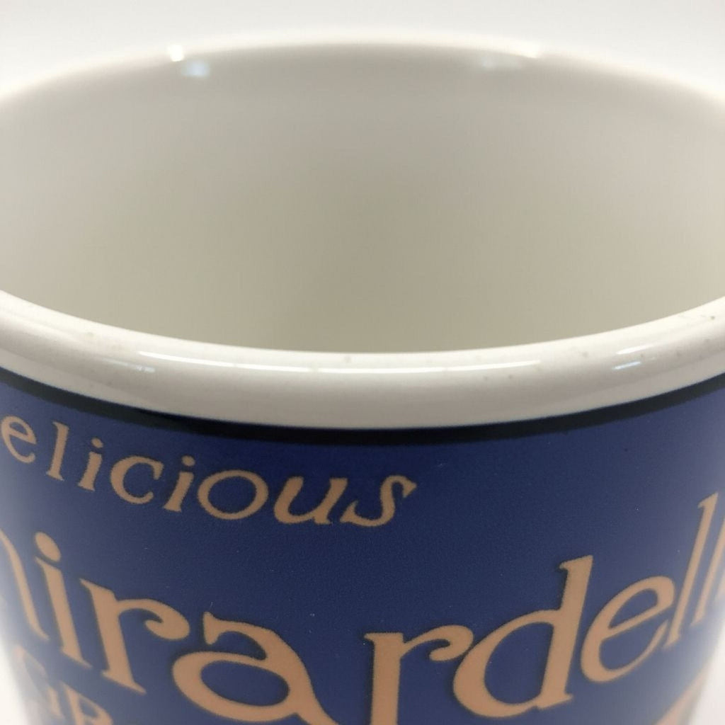 Blue Ceramic Mug – Durable Stoneware Coffee Cup With Girardelli Chocolate Print