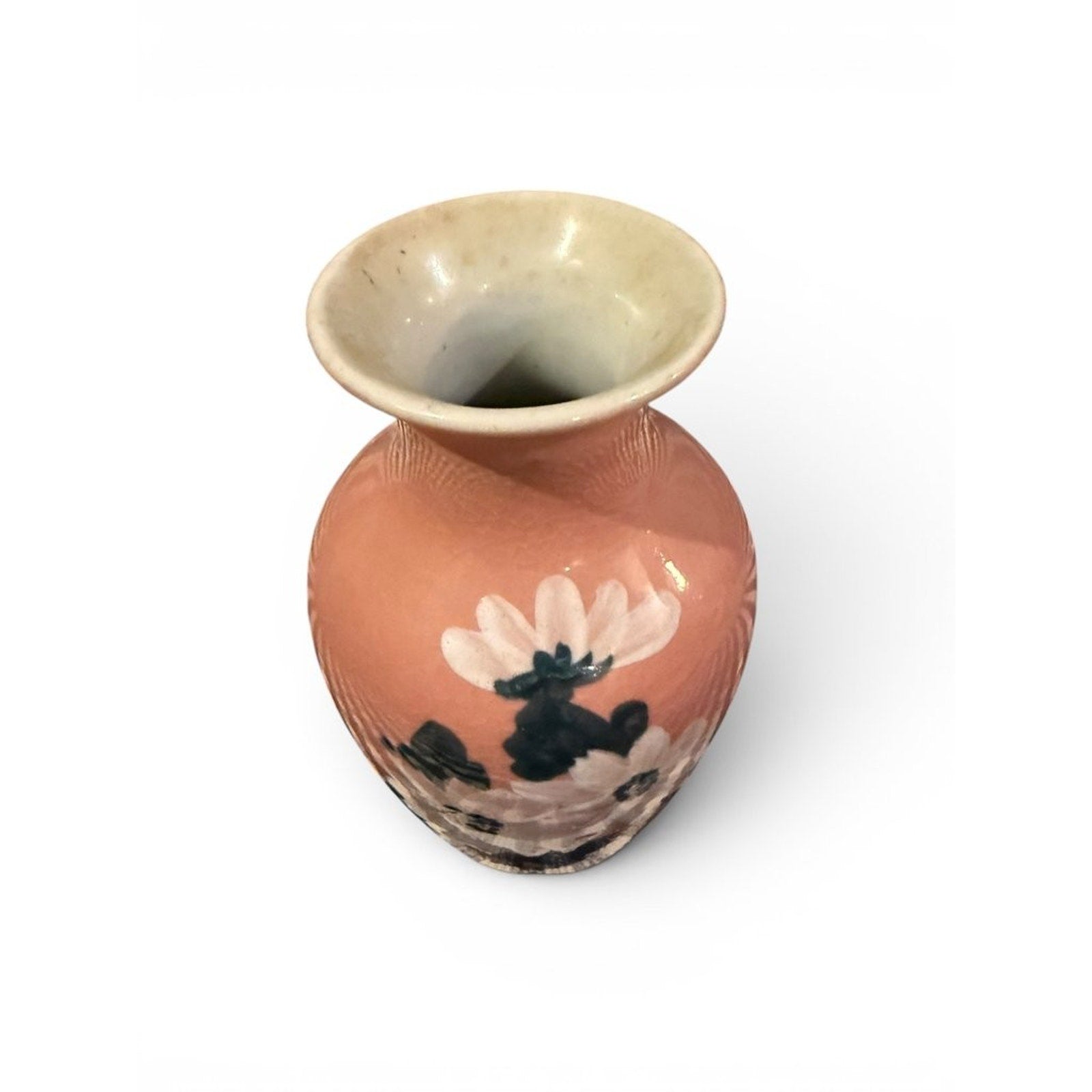 Vintage Pink Floral Ceramic Vase