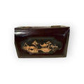 Chinese Handmade Wooden Box Scenic Motif Red Lined Interior 5.5 x 3 x 2 in