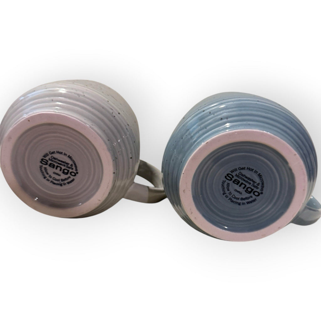 17 oz. Stoneware Mug Set – Set for 2, Rustic Design, Scratch-Resistant, Sanyo