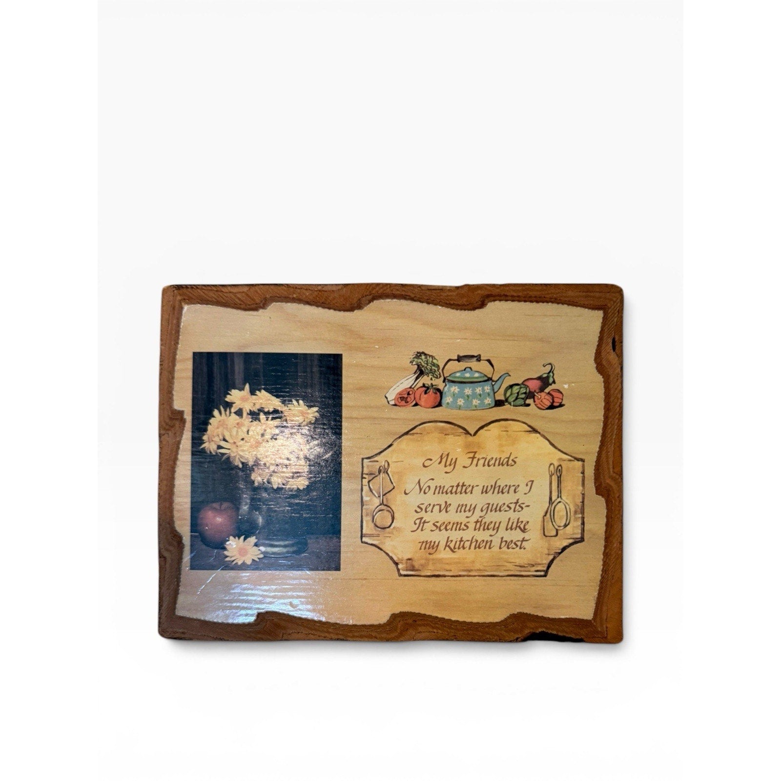 Vintage My Friends Folk Art Picture Wood Plaque Wall Decor