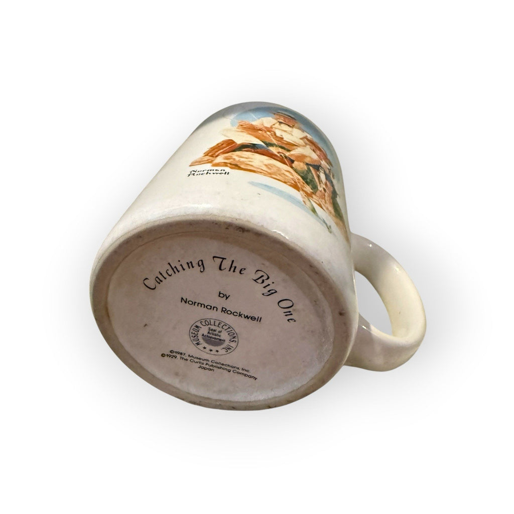 Norman Rockwell Fisherman Catching the Big One Coffee Cup Mug 1987 Collection