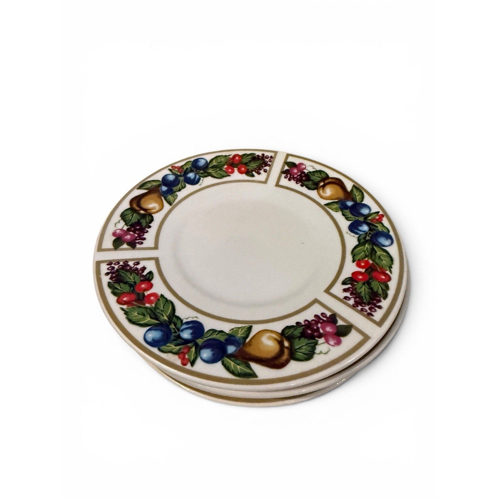 Tabletops Unlimited Tivoli Gardens Bread Dessert Plates 6" set/4 fruit butterfly