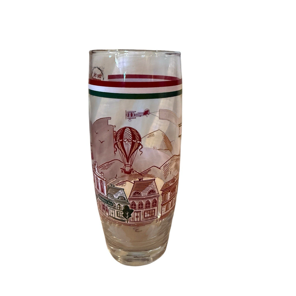 Old Spaghetti Factory Glass Tumbler 16oz Vintage Style Italy Trolley Design