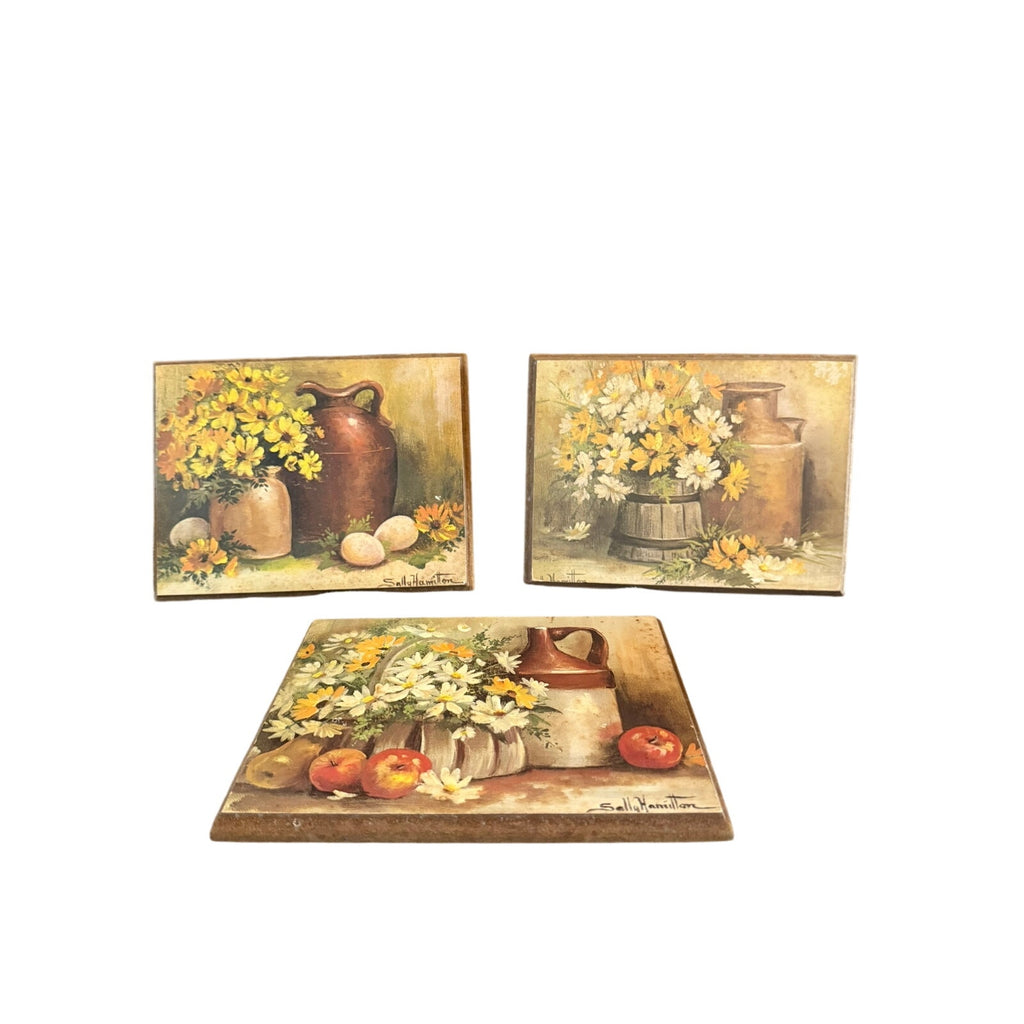 Elegant Vintage Sally Hamilton Floral Still Life Art Print Set