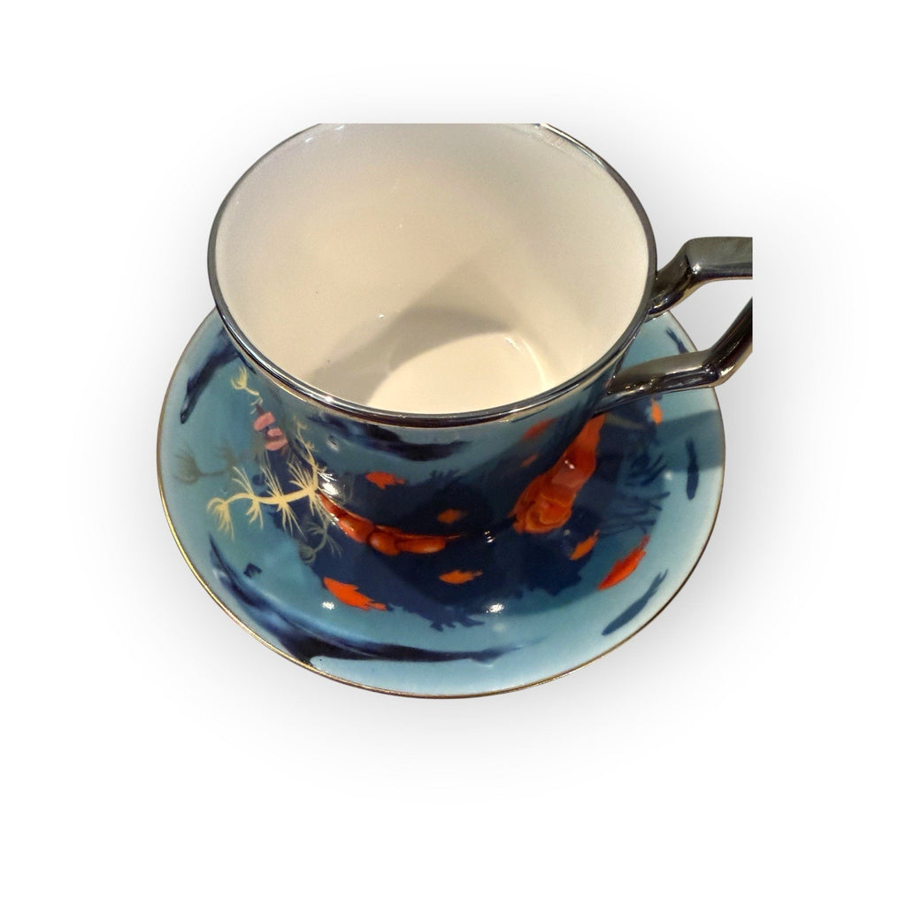 Reflection Cup with Saucer Aquatic Ocean Theme NIB